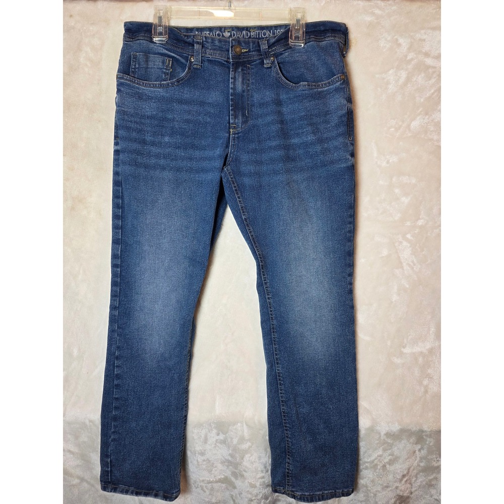 Buffalo David Bitton Mens 36x32 Blue Medium‎ Wash Straight Leg Stretch Jeans